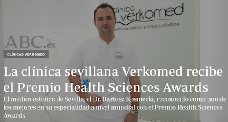 El médico estético de Sevilla, el Dr. Bartosz Kosmecki, reconocido como uno de los mejores en su especialidad a nivel mundial con el Premio Health Sciences Awards (ABC de Sevilla)