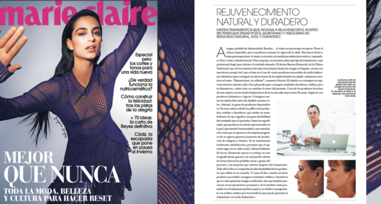 Dr. Kosmecki para Belleza de MarieClaire: EXISTEN TRATAMIENTOS QUE AYUDAN A REJUVENECER EL ROSTRO SIN TENER QUE PASAR POR EL QUIRÓFANO